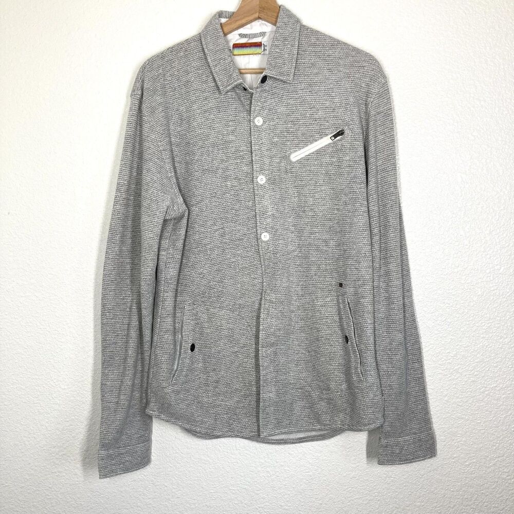 Slvdr Jacket Mens Medium Gray Shirt Jacket Shacket Zip Chest Pocket Lined Snaps